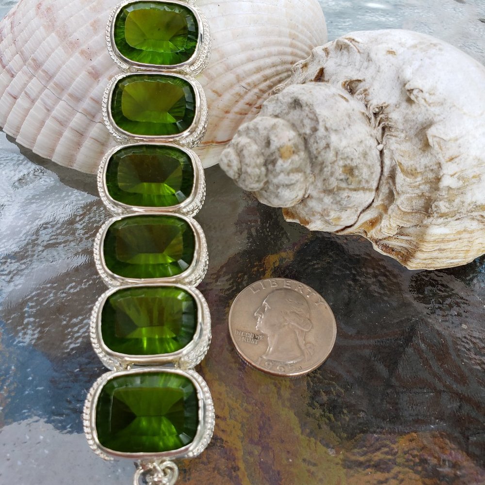 Statement Sterling Green Diopside Toggle Bracelet - image 3